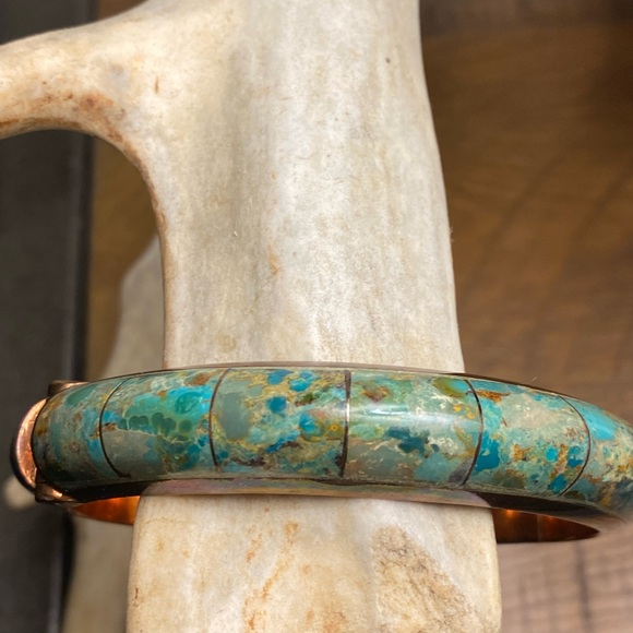 Vintage DTR Jay King Turquoise Copper Bangle Bracelet- stunning!!2-1/2 inside - Picture 4 of 10